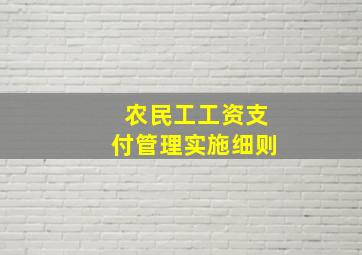 农民工工资支付管理实施细则