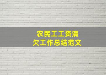 农民工工资清欠工作总结范文