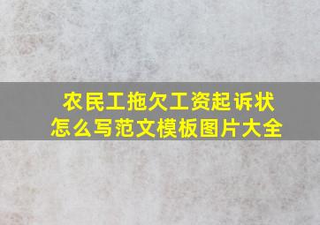 农民工拖欠工资起诉状怎么写范文模板图片大全