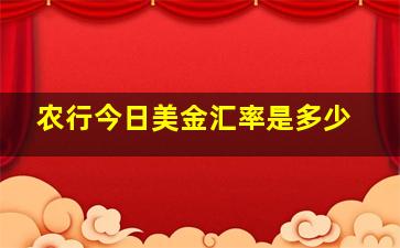 农行今日美金汇率是多少