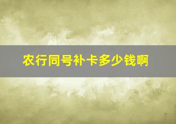 农行同号补卡多少钱啊