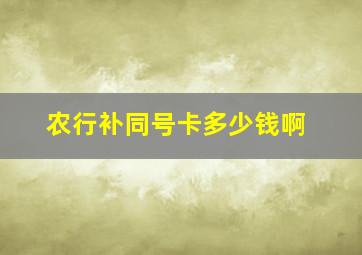 农行补同号卡多少钱啊