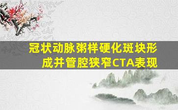 冠状动脉粥样硬化斑块形成并管腔狭窄CTA表现