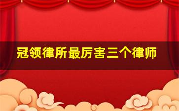 冠领律所最厉害三个律师