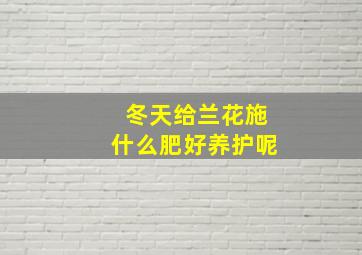 冬天给兰花施什么肥好养护呢