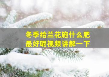 冬季给兰花施什么肥最好呢视频讲解一下