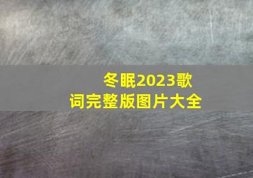 冬眠2023歌词完整版图片大全