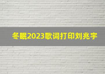 冬眠2023歌词打印刘兆宇