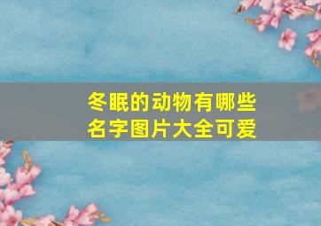 冬眠的动物有哪些名字图片大全可爱