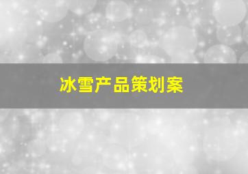 冰雪产品策划案