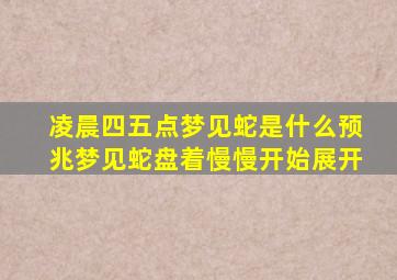 凌晨四五点梦见蛇是什么预兆梦见蛇盘着慢慢开始展开