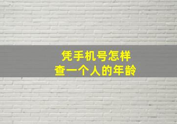 凭手机号怎样查一个人的年龄