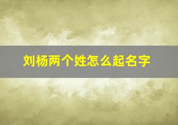 刘杨两个姓怎么起名字