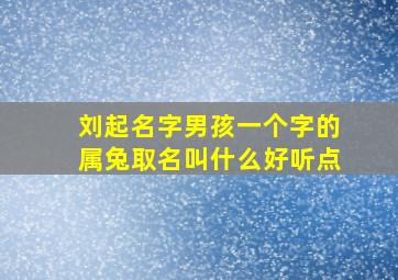 刘起名字男孩一个字的属兔取名叫什么好听点