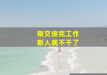 刚交接完工作新人就不干了