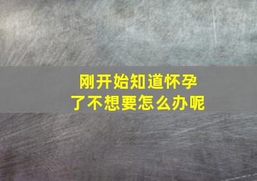 刚开始知道怀孕了不想要怎么办呢