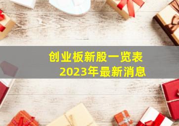 创业板新股一览表2023年最新消息