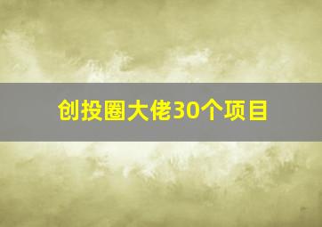 创投圈大佬30个项目