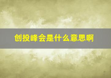 创投峰会是什么意思啊