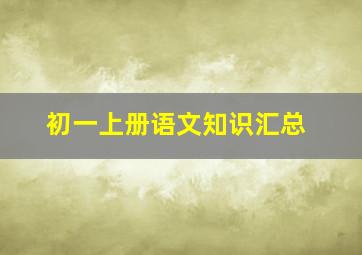 初一上册语文知识汇总