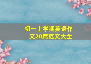 初一上学期英语作文20篇范文大全