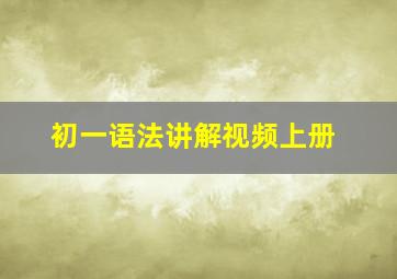 初一语法讲解视频上册