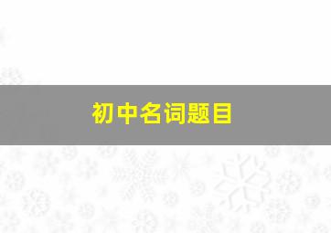 初中名词题目