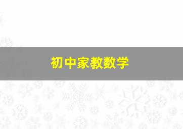 初中家教数学