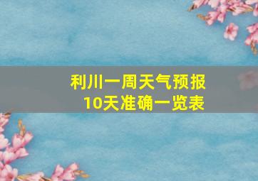 利川一周天气预报10天准确一览表