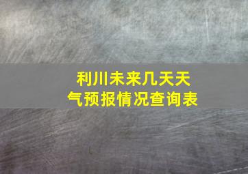 利川未来几天天气预报情况查询表