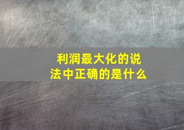 利润最大化的说法中正确的是什么