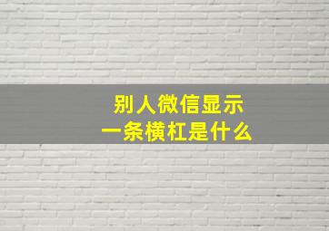 别人微信显示一条横杠是什么