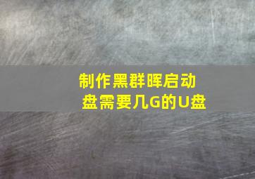 制作黑群晖启动盘需要几G的U盘