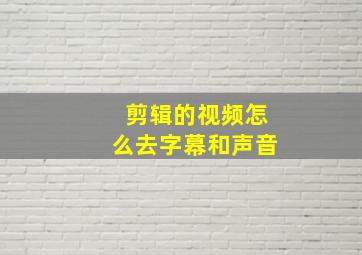 剪辑的视频怎么去字幕和声音