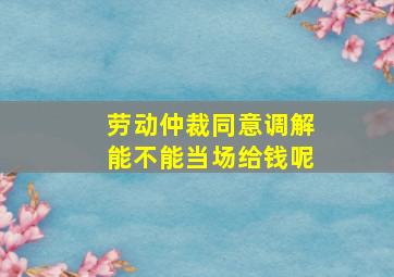 劳动仲裁同意调解能不能当场给钱呢