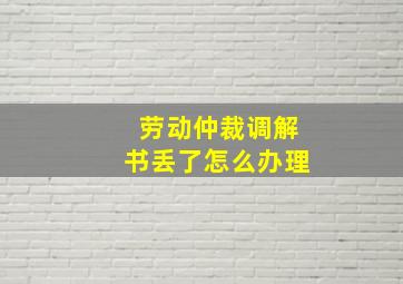 劳动仲裁调解书丢了怎么办理