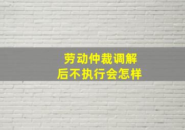 劳动仲裁调解后不执行会怎样