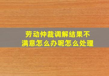 劳动仲裁调解结果不满意怎么办呢怎么处理