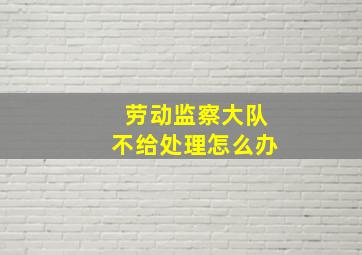 劳动监察大队不给处理怎么办