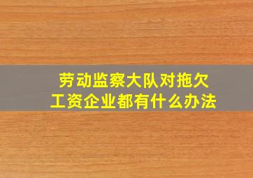 劳动监察大队对拖欠工资企业都有什么办法