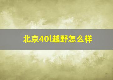 北京40l越野怎么样