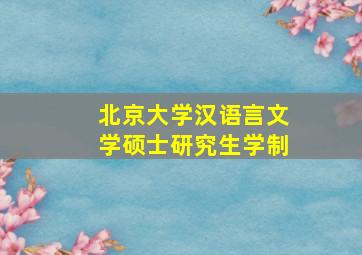 北京大学汉语言文学硕士研究生学制