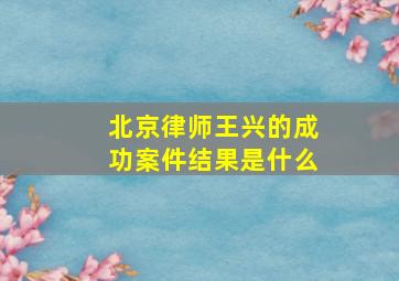 北京律师王兴的成功案件结果是什么