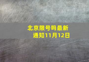 北京限号吗最新通知11月12日