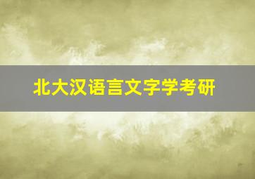 北大汉语言文字学考研