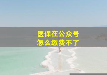 医保在公众号怎么缴费不了