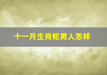 十一月生肖蛇男人怎样