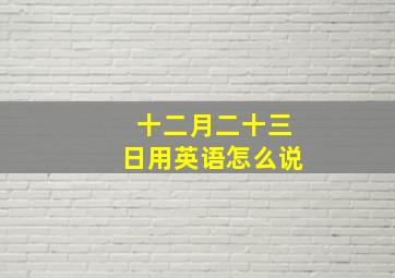 十二月二十三日用英语怎么说