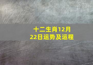 十二生肖12月22日运势及运程