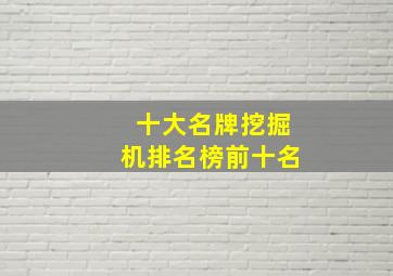 十大名牌挖掘机排名榜前十名